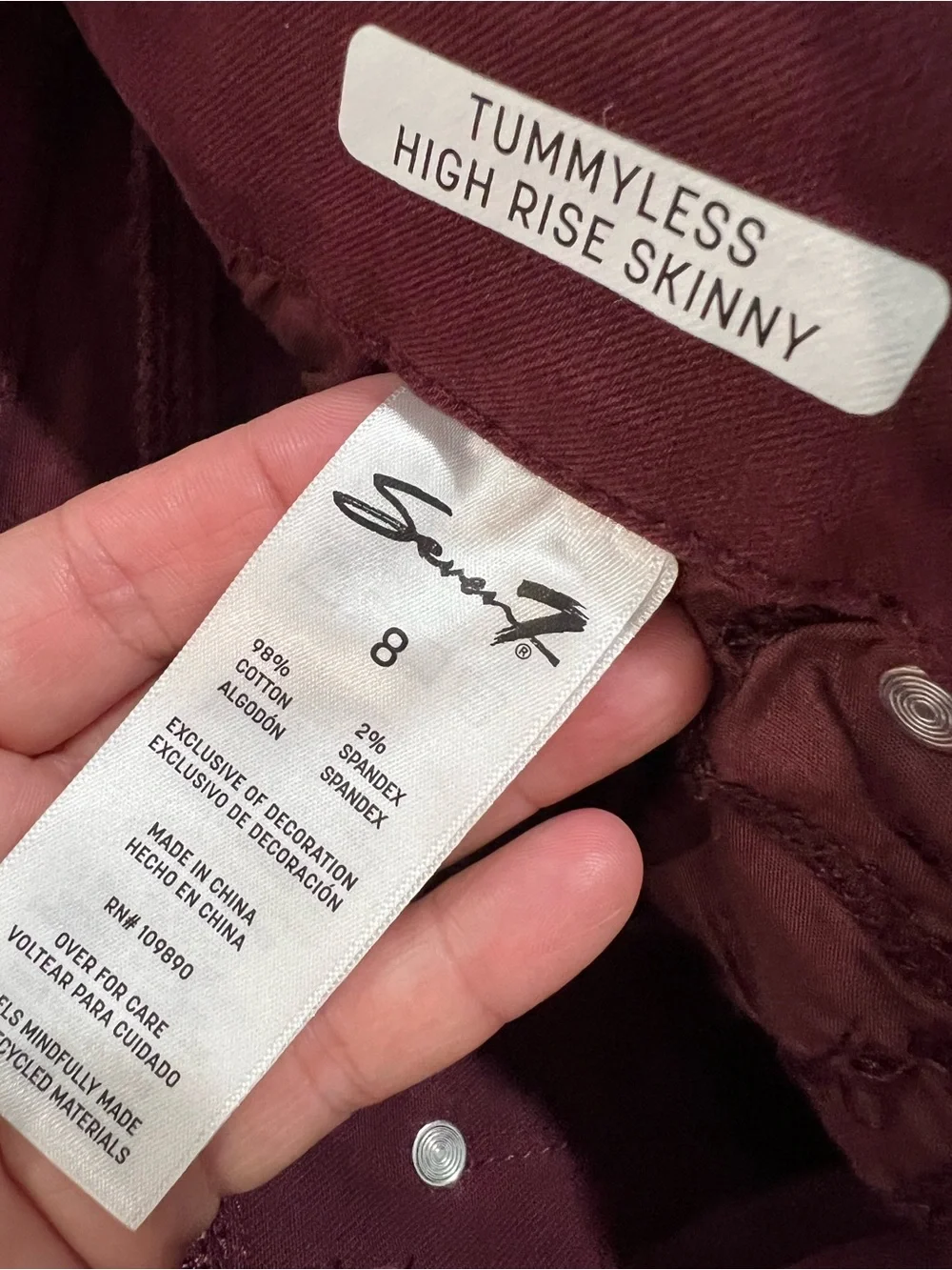 Seven7 Tummy Less Skinny Jean Size 8 - Picture 8 of 8